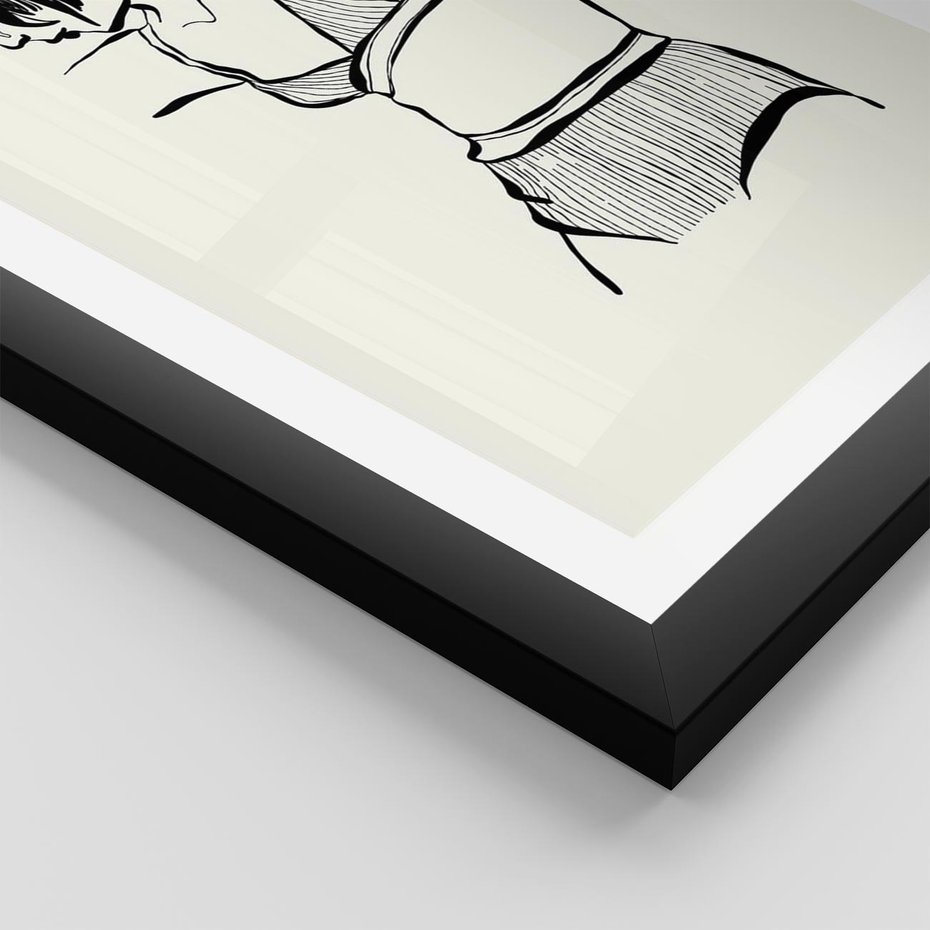 Plakat w ramie 40x50 - Minimalistyczny Urok - szkic, kobieta w bieliźnie - rama czarna