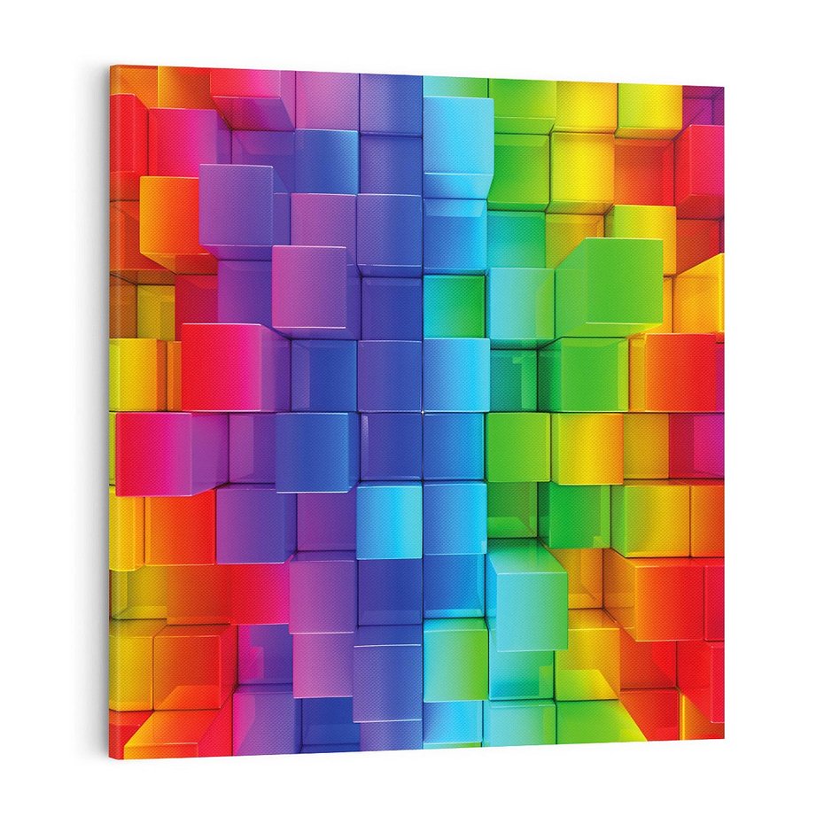 Obraz na płótnie 40x40 - Mozaika Abstrakcji: Trójwymiarowe Kompozycje - abstrakcja, 3d