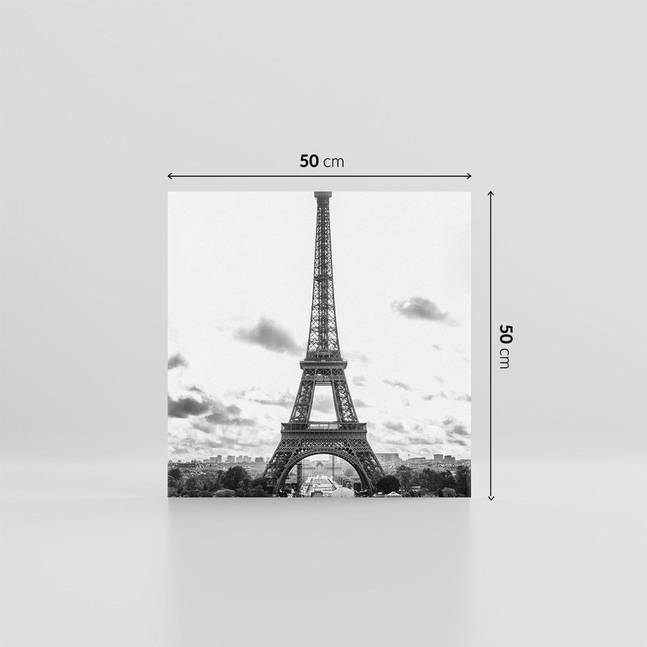 Obraz na płótnie 50x50 - Wieża Eiffla - czarno białe zdjecie, wieża eiffla