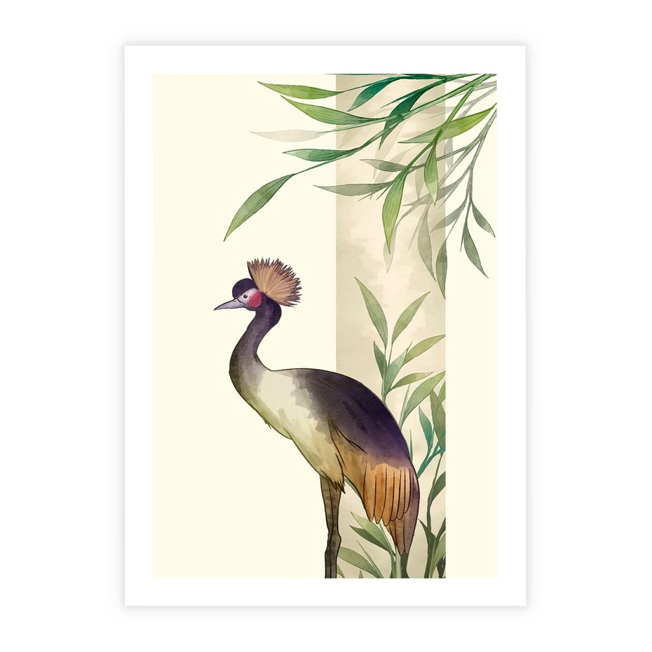 Plakat bez ramy 21x30 - Kwiatowa Ekspresja - japońska sztuka, ptak