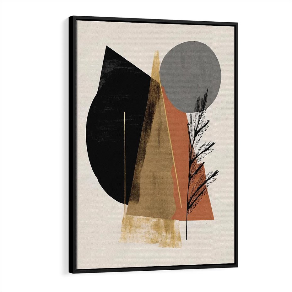 Obraz w ramie 70x100 - Wibracje Barw Ziemi - abstrakcyjny obraz, dziwne formy - rama czarna