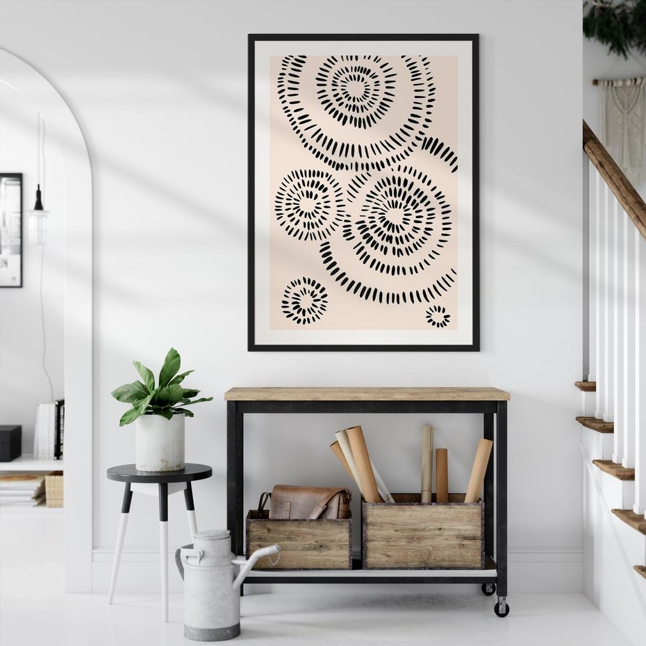 Plakat w ramie 30x40 - Abstrakcyjne Wnętrza - minimalistyczne kształty, odbicia - rama czarna