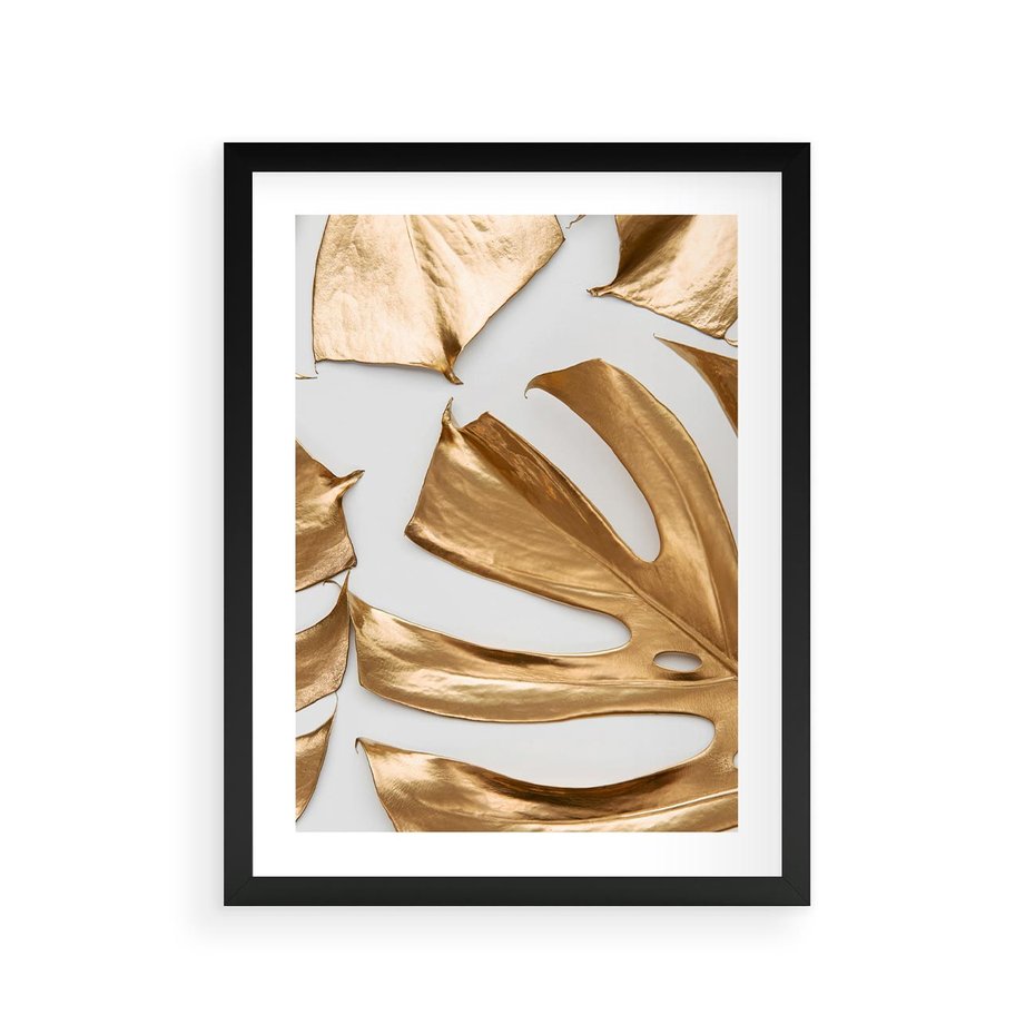 Plakat w ramie 30x40 - Siła Natury - złote, liście - rama czarna