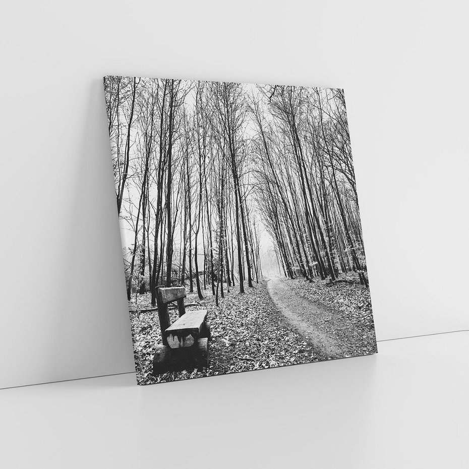 Obraz na płótnie 40x40 - Spadające Liście - czarno białe zdjecie, park