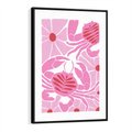 Obraz w ramie 50x70 - Roztańczone Kraby - różowe kwiaty i kraby, abstrakcyjna kompozycja - rama czarna