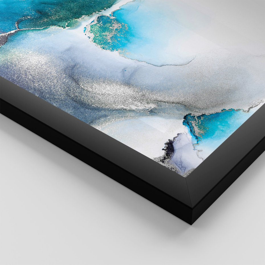 Zestaw obrazy w ramie 40x50 galeria - Marmur, złoto, morski, turkus - rama czarna