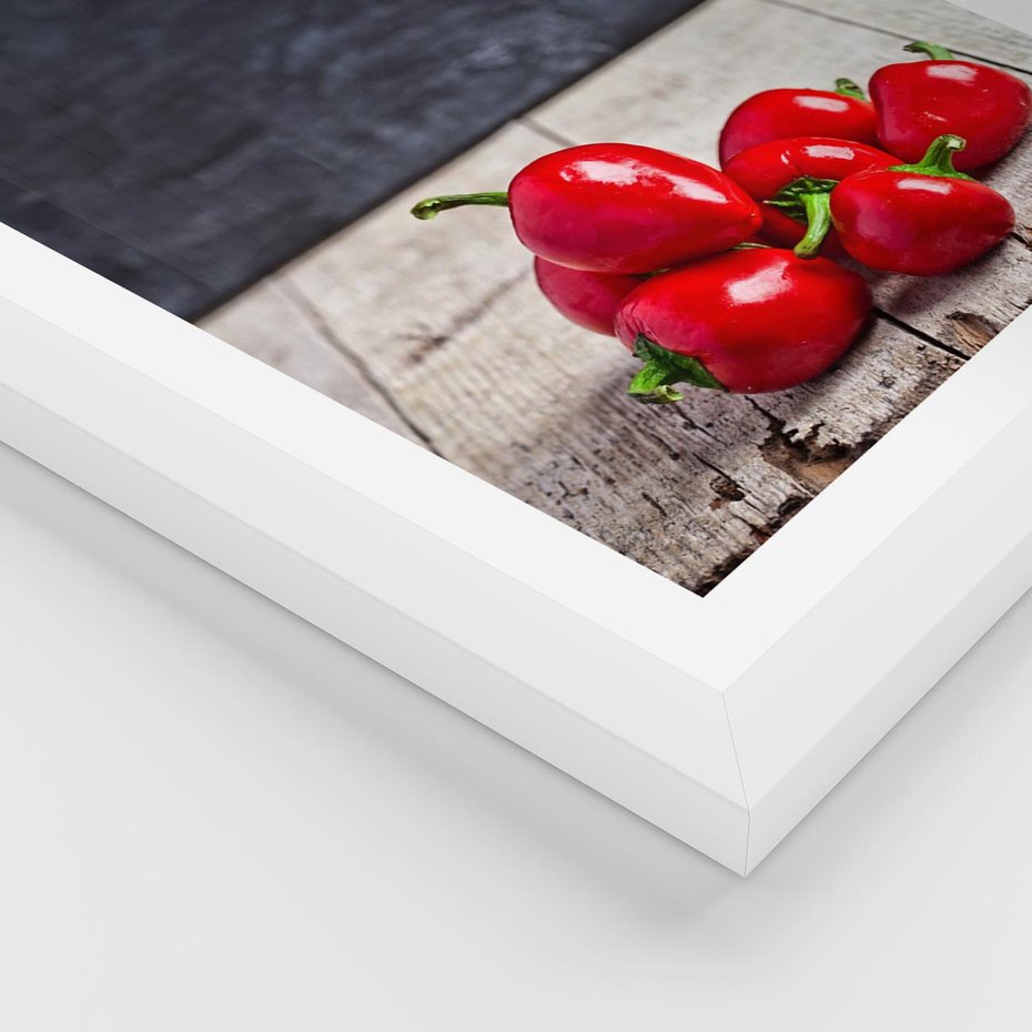 Plakat w ramie 50x70 - Eksploracja smaków - papryka, kuchnia - rama biała