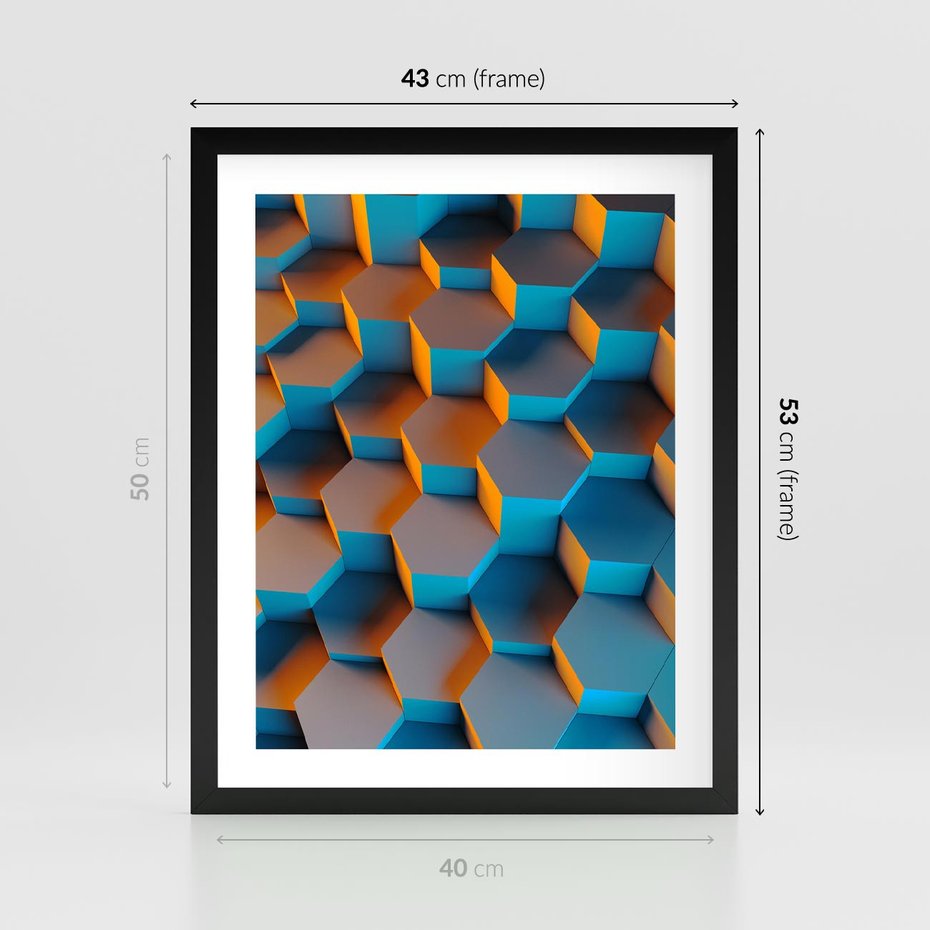 Plakat w ramie 40x50 - Trójwymiarowa Gra - geometryczna, 3D - rama czarna