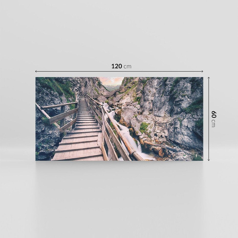 Obraz na płótnie 120x60 - Schody w skałach - Góry - schody, skały