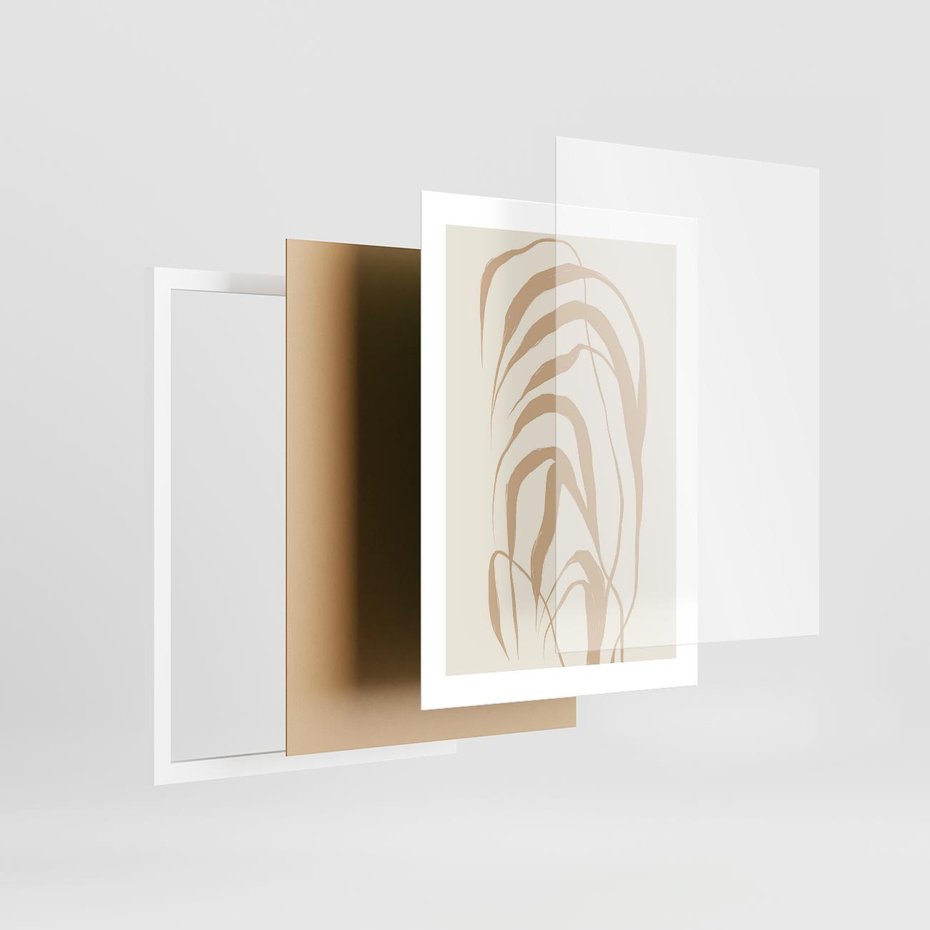 Plakat w ramie 30x40 - Formy Nowoczesności - minimalistyczny plakat, liście palmy - rama biała