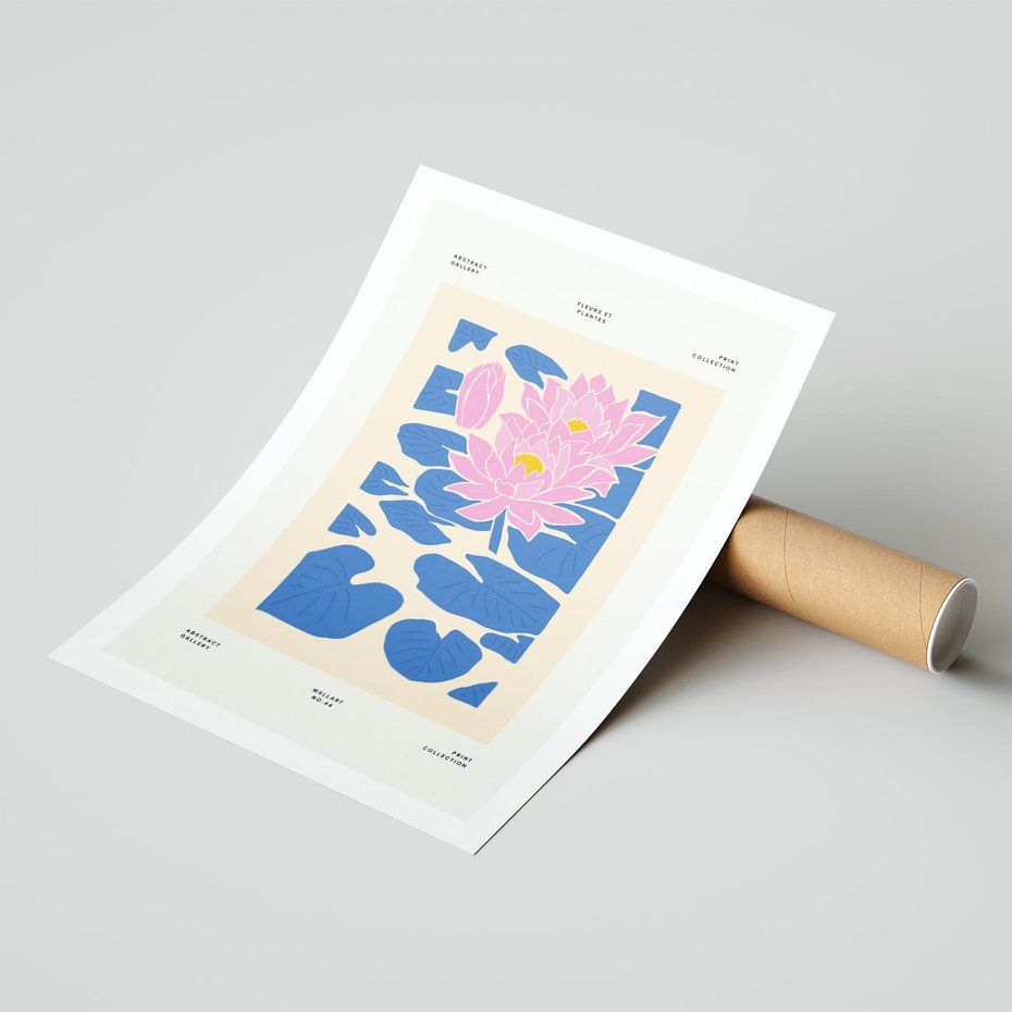 Plakat bez ramy 21x30 - Rozświetlone Odbicia - lilie wodne, pastelowe kolory