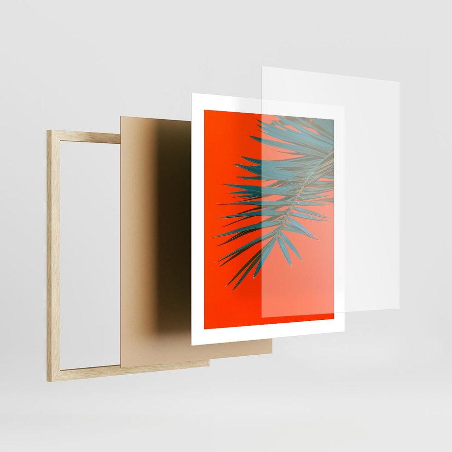 Plakat w ramie 40x50 - Egzotyczny Urok - liście, palma - rama drewno