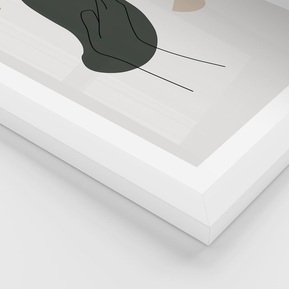 Plakat w ramie 30x40 - Tajemnicze Impulsy - szkic jedną linią, one lone - rama biała