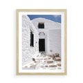 Plakat w ramie 50x70 - Santorini - Grecja błękitem malowana - Santorini, Grecja - rama drewno