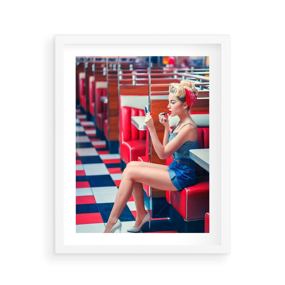 Plakat w ramie 40x50 - Ikoniczna Uroda - retro, Marylin Monroe - rama biała