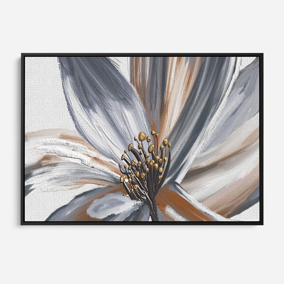 Obraz w ramie 70x50 - Olejne kwiaty - wyraz emocji - kwiaty, malowane - rama czarna