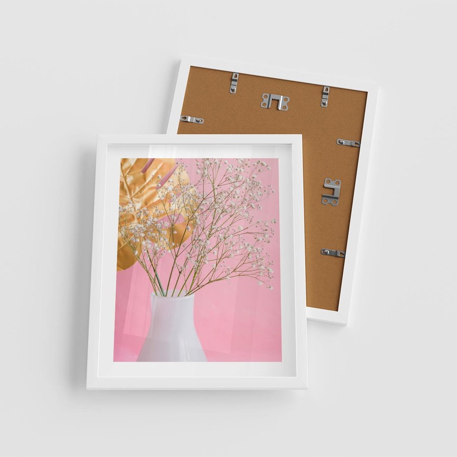 Plakat w ramie 40x50 - Przyjemność Złotej Natury - złote, liście - rama biała