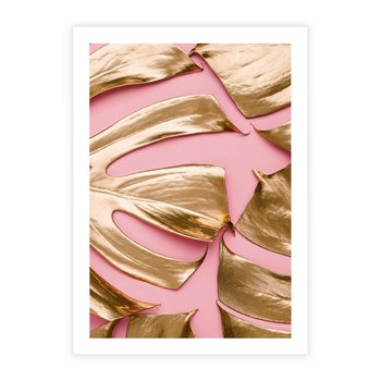 Plakat bez ramy 21x30 - Przyjemność w Naturze - złote, liście