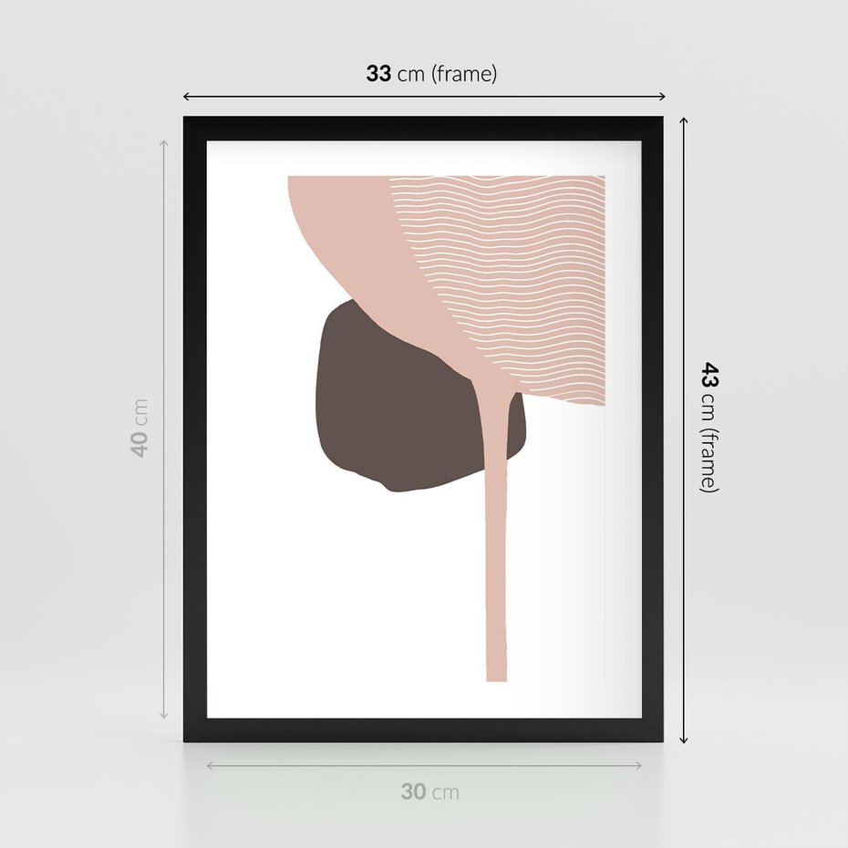 Plakat w ramie 30x40 - Wibracje Odbić Plam - abstrakcyjny obraz, rozlewające się plamy - rama czarna