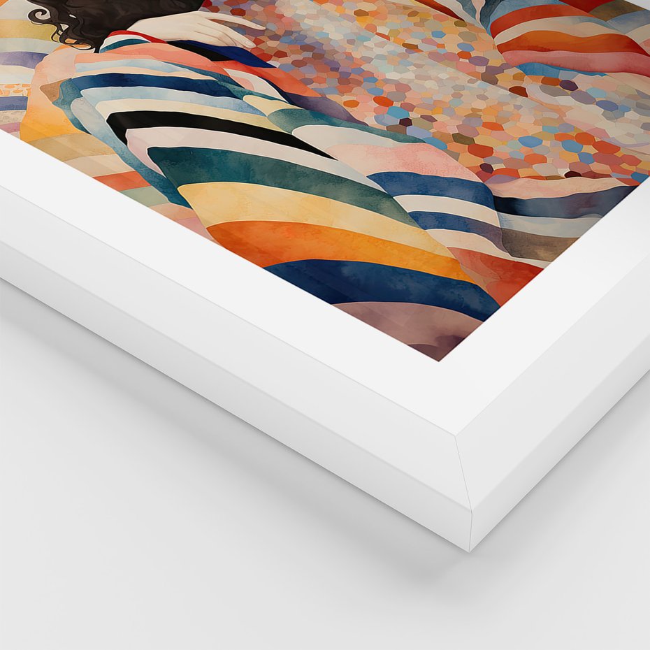 Zestaw obrazy w ramie 50x70 galeria - kobieta, boho, obraz, olejny, akwarela - rama biała