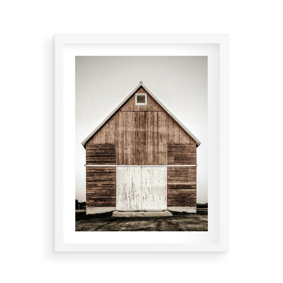 Plakat w ramie 40x50 - Rustykalny Drewniany Domek - domek, drewniany dom - rama biała