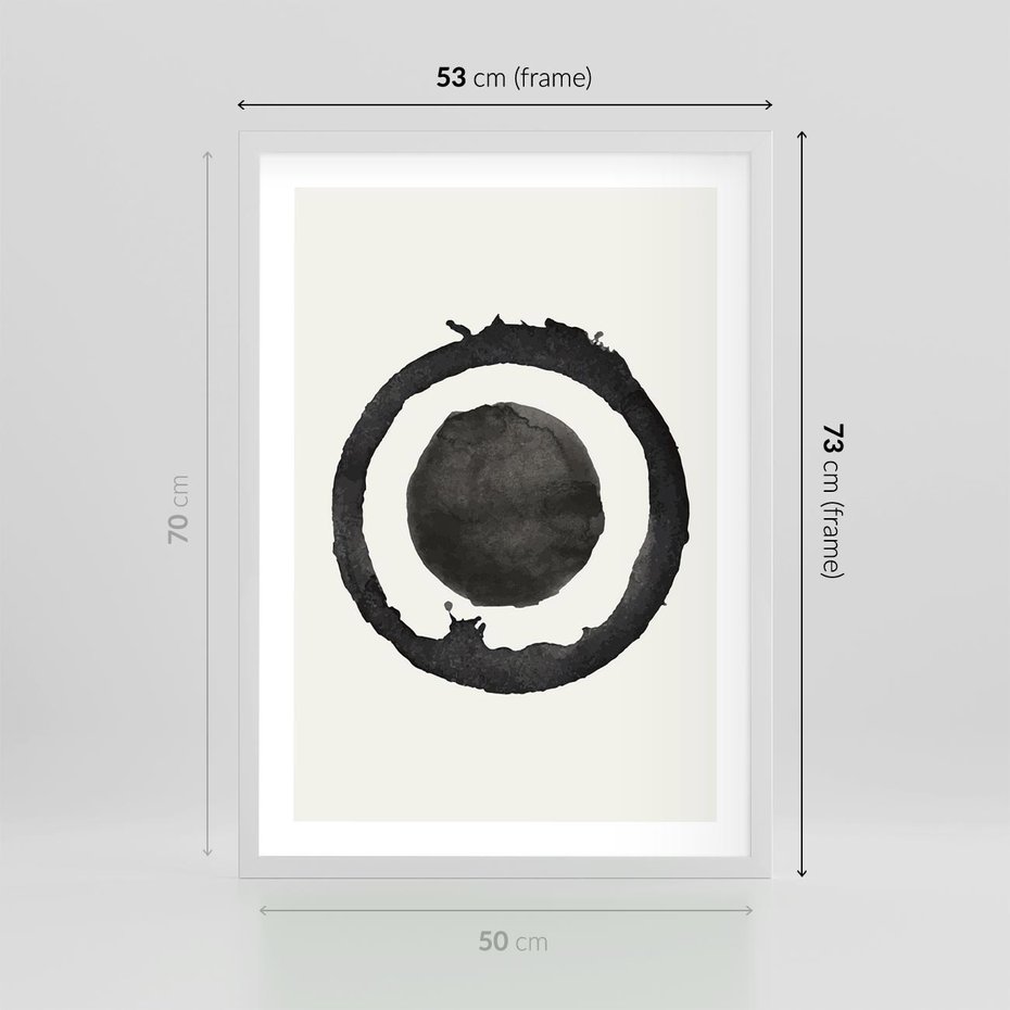 Plakat w ramie 50x70 - Harmonijne Emocje - abstrakcyjne plamy okręgi, akwarelowe - rama biała