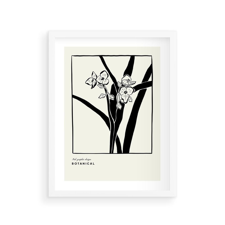 Plakat w ramie 30x40 - Symfonia kwiatowej ekspresji - kwiat, grafika - rama biała