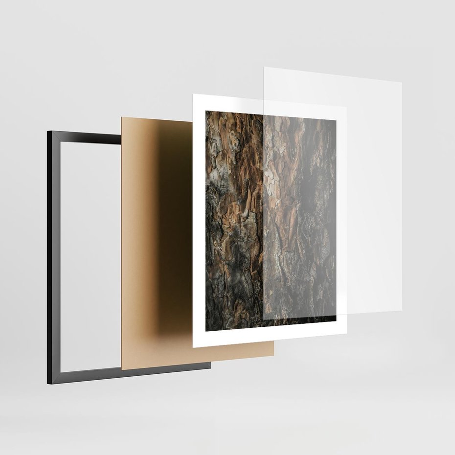 Plakat w ramie 40x50 - Tekstura Drewna: Zbliżenie - zbliżenie na pień drzewa, tekstura - rama czarna