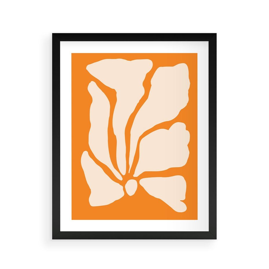 Plakat w ramie 40x50 - Wibracje Barw - abstrakcyjny boho plakat, pomarańczowe tło - rama czarna