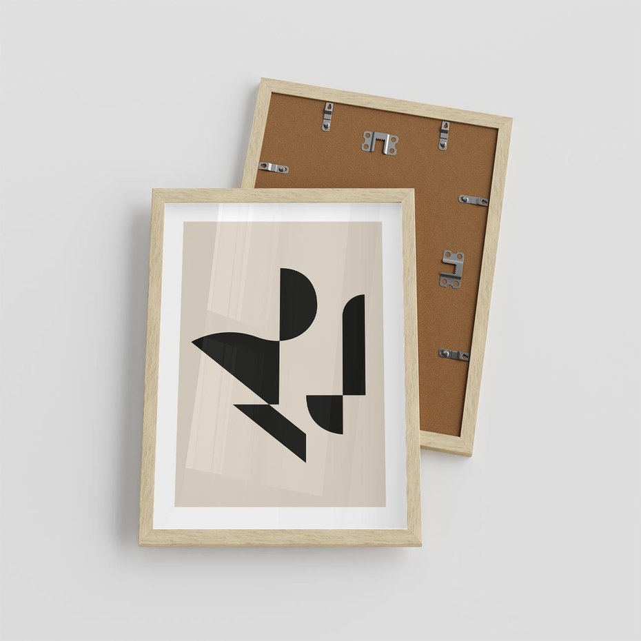 Plakat w ramie 30x40 - Rozkwitająca Abstrakcja - abstrakcyjne geometryczne kształty, minimalizm - rama drewno