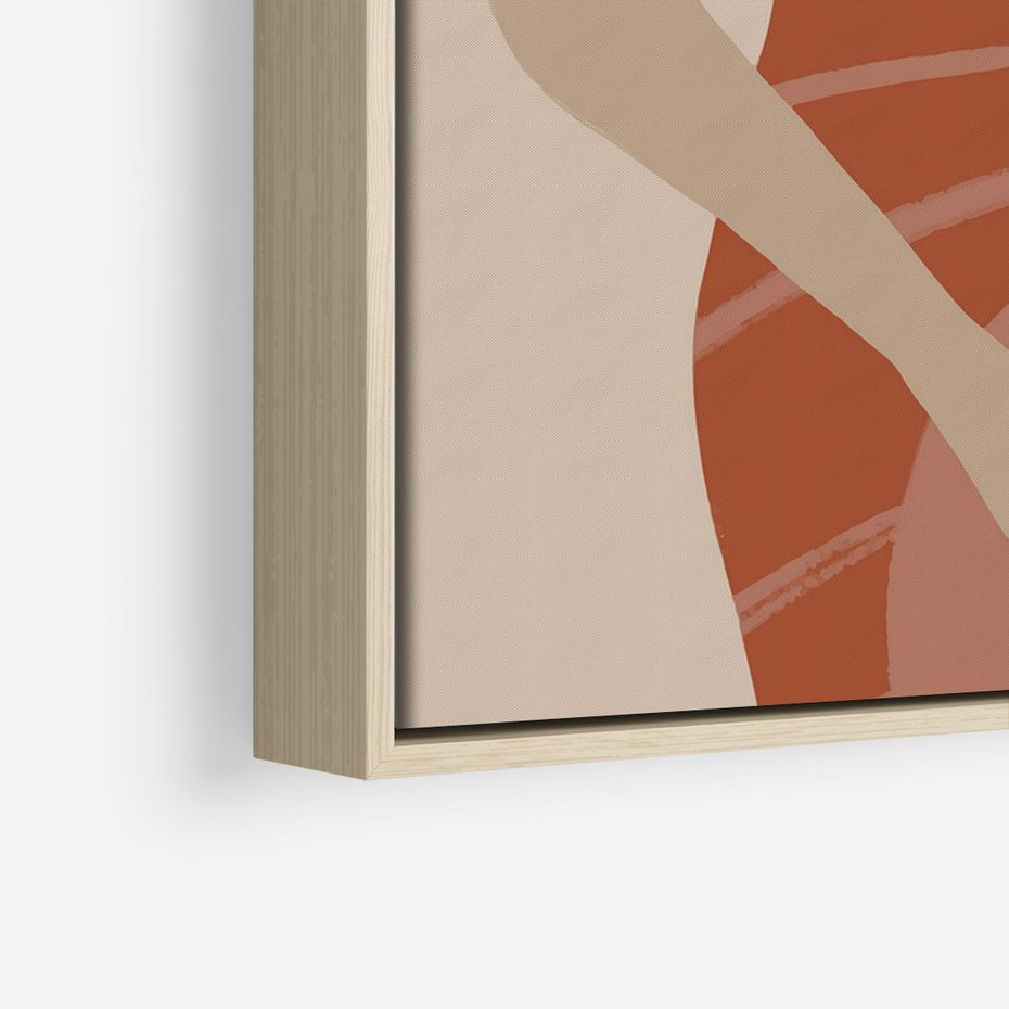 Obraz w ramie 80x120 - Kobiece Retro - minimalistyczny boho plakat, retro kobieta w stroju kąpielowym - rama drewno