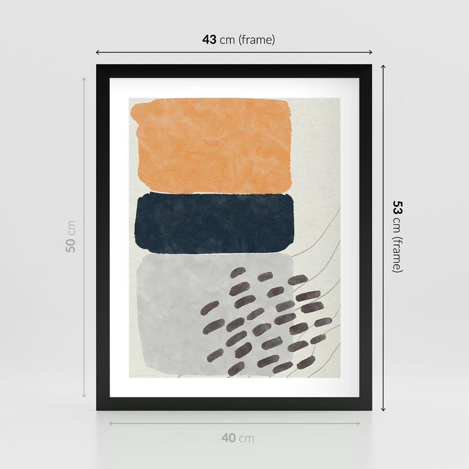 Plakat w ramie 40x50 - Impulsy Podróżnych Marzeń - geometryczne elementy, stonowane kolory - rama czarna