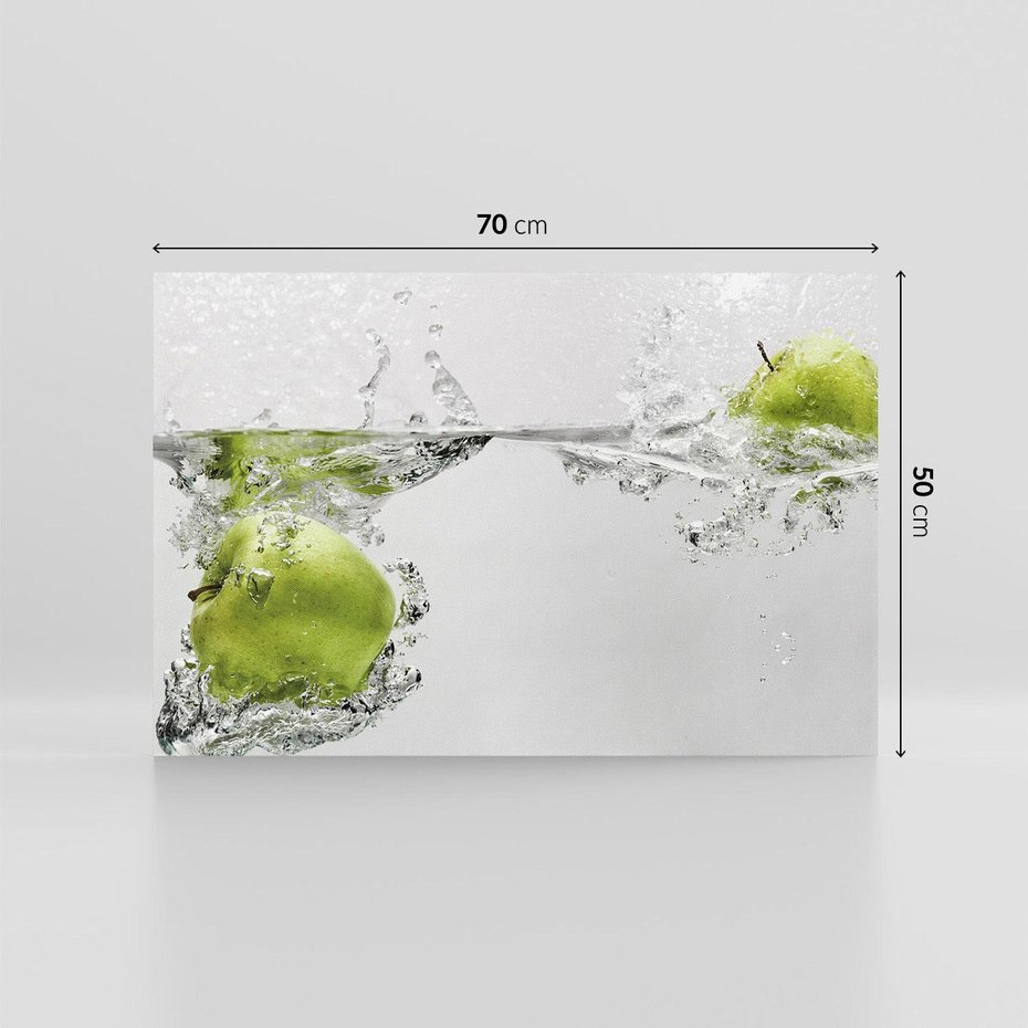 Obraz na płótnie 70x50 - Jabłka: Świeżość natury - jabłka, woda
