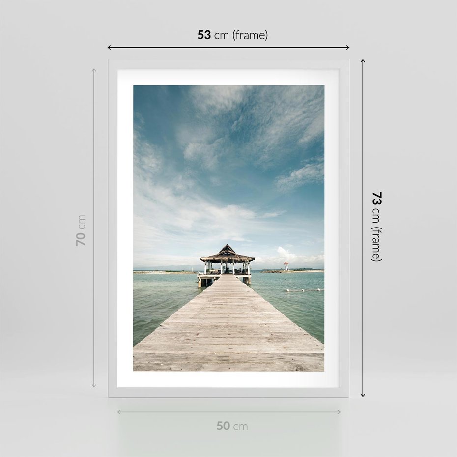 Plakat w ramie 50x70 - Magia Morza i Piękno Plaży - Hawaje, morze - rama biała