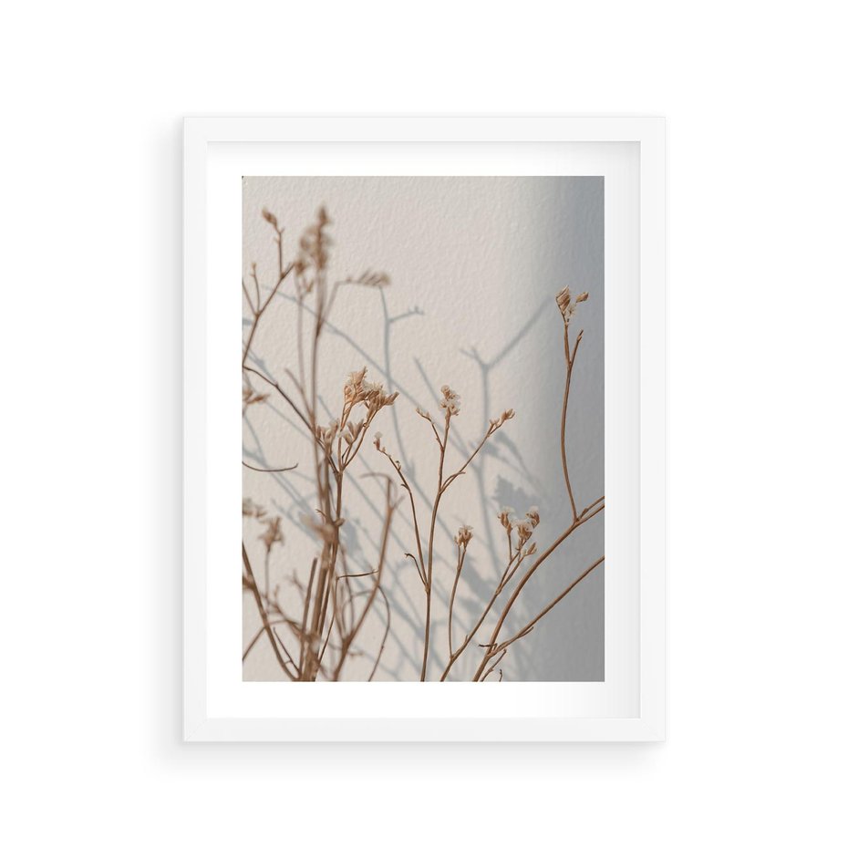 Plakat w ramie 30x40 - Boho gałązki suche - gałązki, suche - rama biała