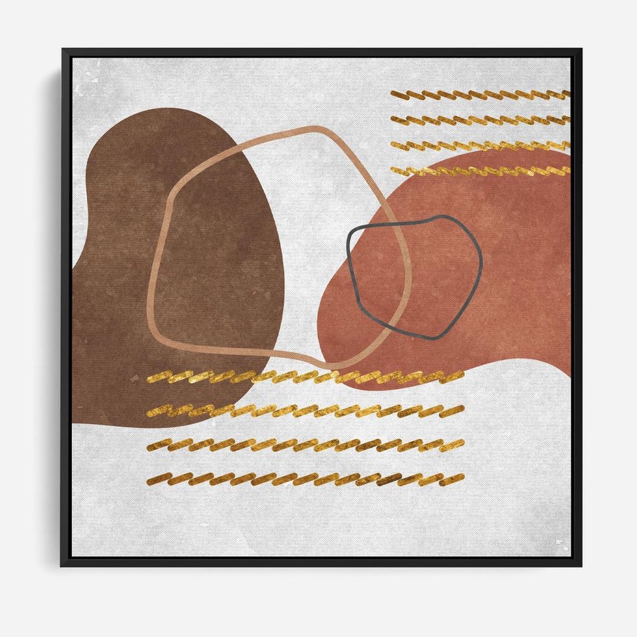 Obraz w ramie 50x50 - Odbicie światła serca - abstrakcyjne rozlane plamy, boho styl - rama czarna