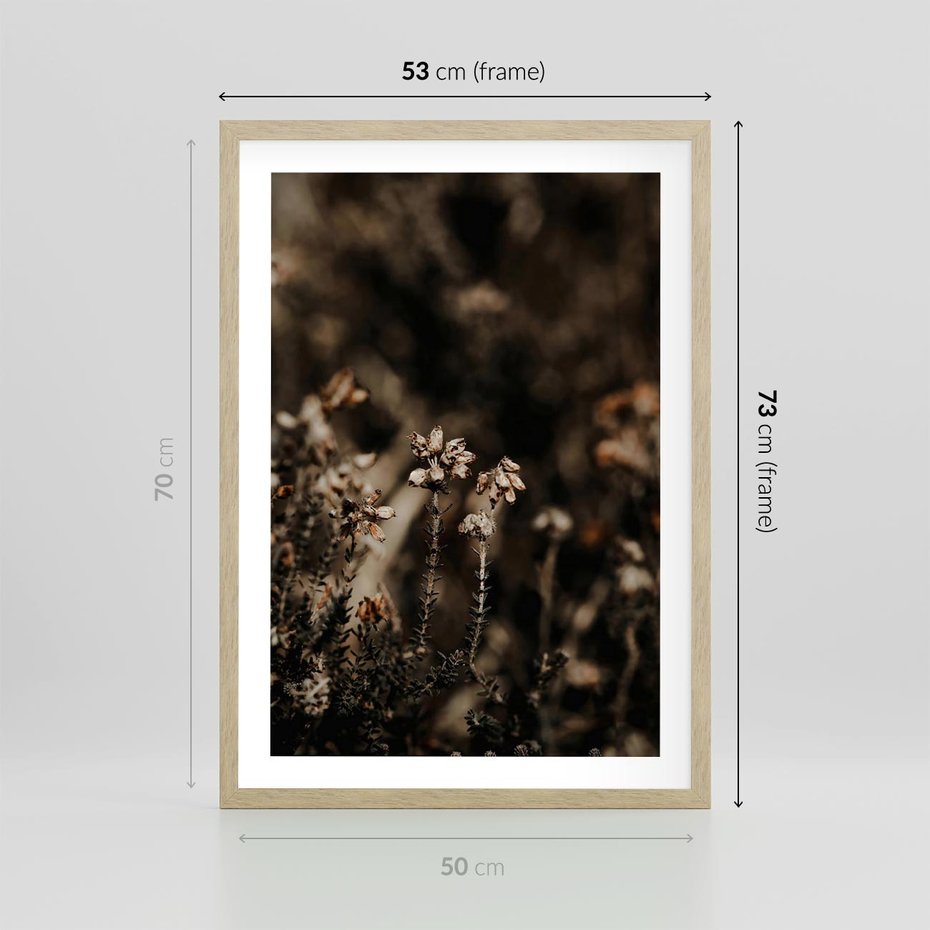 Plakat w ramie 50x70 - Jesienny Urok - suche trawy, jesienny pejzaż - rama drewno