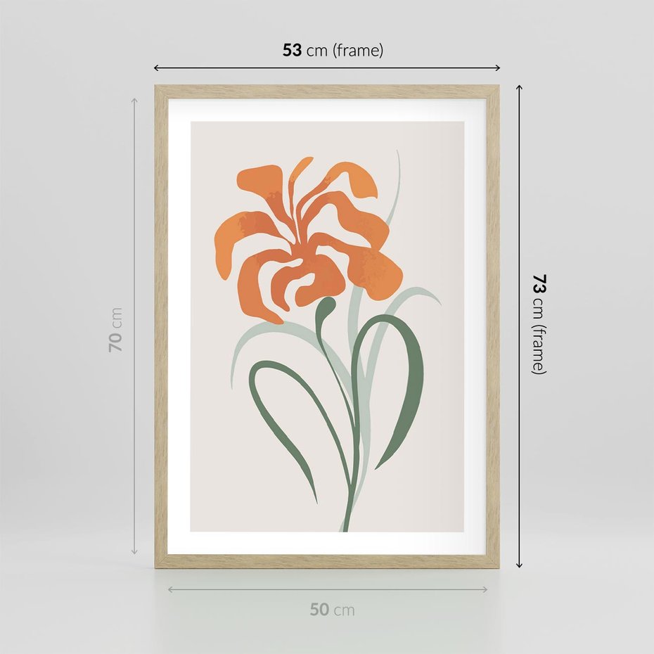 Plakat w ramie 50x70 - Kwiatowe Harmonie - kwiat, sztuka nowoczesna - rama drewno