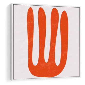 Obraz w ramie 80x80 - Eksploracja Nowego Światła - abstrakcyjna pomarańczowa forma, minimalizm - rama biała