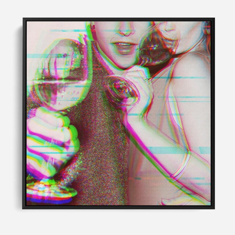 Obraz w ramie 50x50 - Zakochani na Kliszy - zdjecie, stara prześwietlona klisza - rama czarna