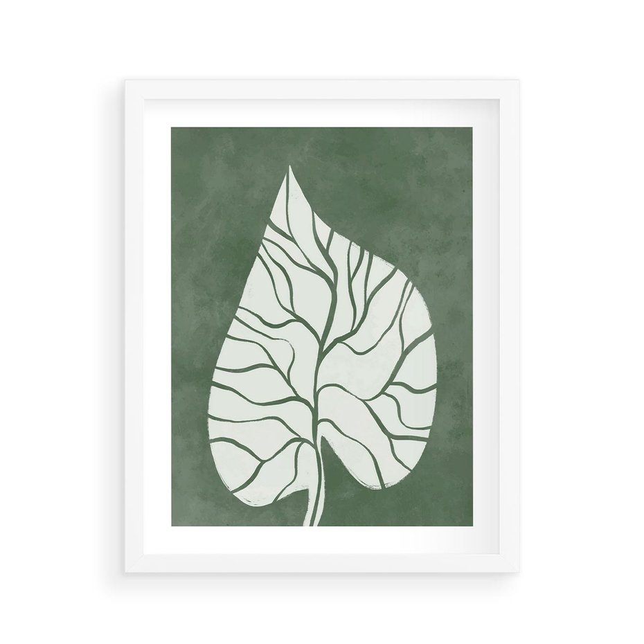 Plakat w ramie 40x50 - Migotliwe Wnętrze Zieleni - zielony plakat, roślinne motywy - rama biała