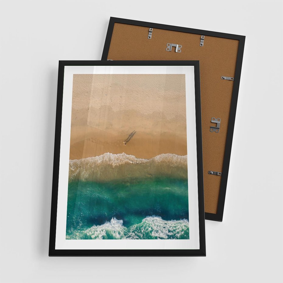 Plakat w ramie 50x70 - Nadbrzeżna Harmonia - plaża, morze - rama czarna