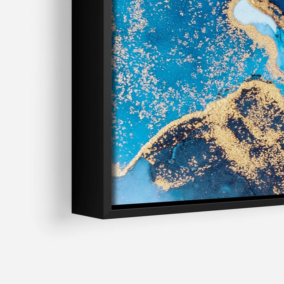 Obraz w ramie 70x50 - Elegancja i Wyrafinowanie - marmur, złoto - rama czarna