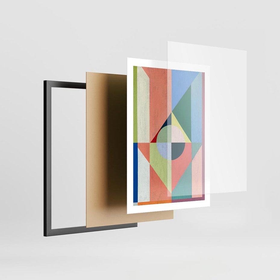 Plakat w ramie 50x70 - Księga Kolorowych Wizji - różne geometryczne formy, koła - rama czarna