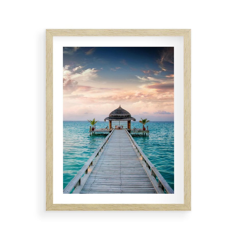 Plakat w ramie 40x50 - Morski Pomost - morze, pomost - rama drewno