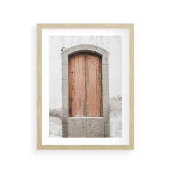 Plakat w ramie 30x40 - Śródziemnomorskie Drzwi Czasu - fotografia starych drzwi, śródziemnomorska architektura - rama drewno