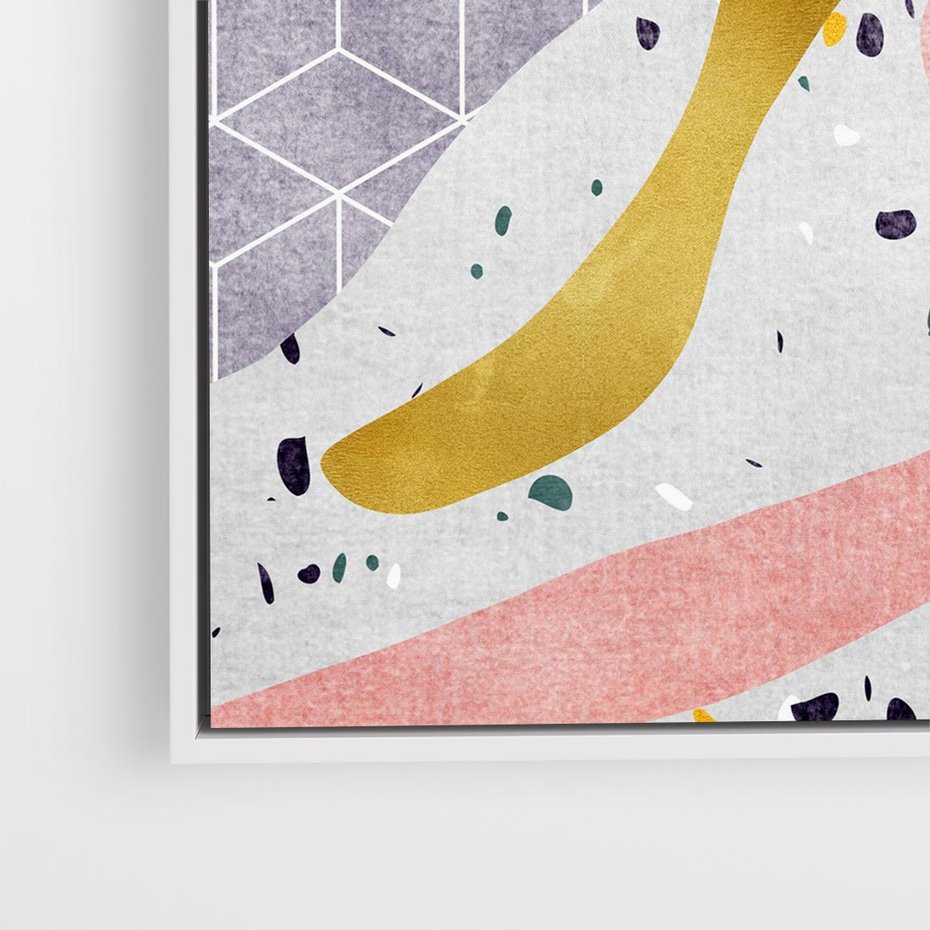 Obraz w ramie 80x80 - Eklektyczny Mix - kolaż, pastelowe abstrakcyjne plamy - rama biała