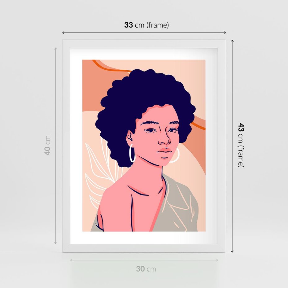Plakat w ramie 30x40 - Kobiecy Kształt Świata - nowoczesny plakat, styl retro - rama biała