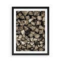 Plakat w ramie 50x70 - Piękno Drewna - belki drewna, drewno - rama czarna