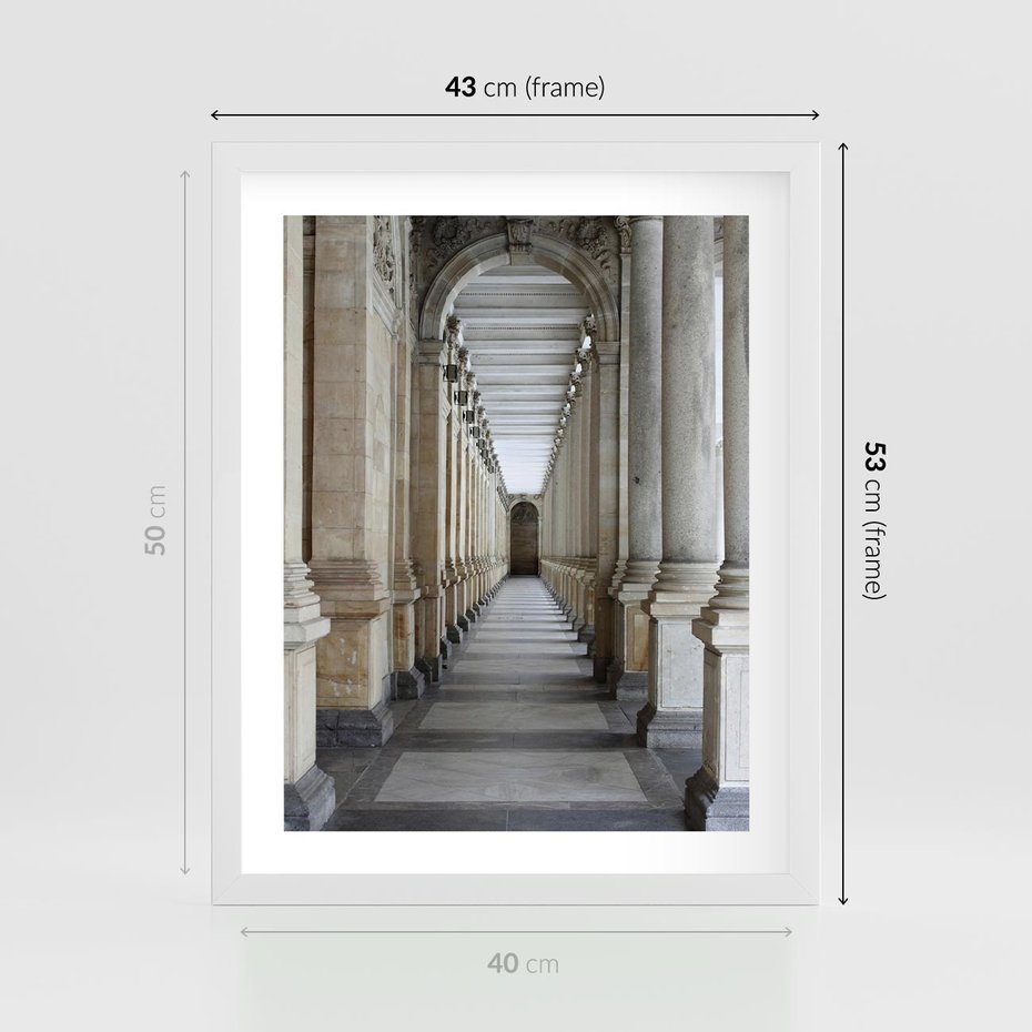 Plakat w ramie 40x50 - Uroki Kolumn - kolumny, architektura - rama biała